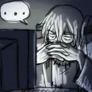 🌟 anime, computer, tired, bored, frustrated whatsapp sticker