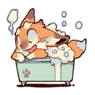 🛁 vos, bad, schattig, dier, cartoon, kawaii telegram sticker