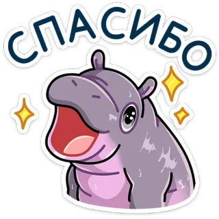 🤩 СПАСИБО 하마, 감사합니다, 만화, 동물, 귀여운, 반짝이 telegram sticker