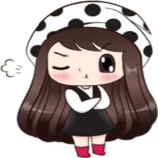 😉 การ์ตูน, เด็กผู้หญิง, น่ารัก, สติกเกอร์, ขยิบตา, ชุดนอน telegram sticker