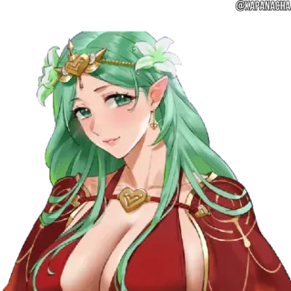 ☺️ Anime, Wanita, Rambut Hijau, Fantasi, Dada besar telegram sticker