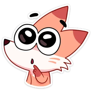 🤔 fox, cute, animal, sticker, cartoon, orange whatsapp sticker