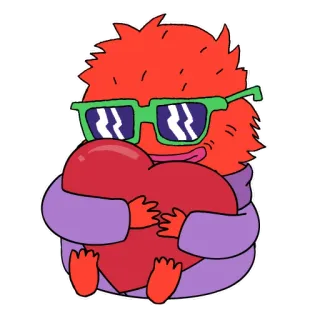 ❤️ potwór, miłość, serce, kreskówka, okulary, słodkie, puchaty, przytulanie telegram sticker