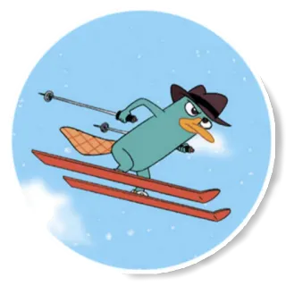 🏃‍♂ Perry the Platypus Phineas and Ferb platypus, skiing, disney, animation, cartoon, animal whatsapp sticker