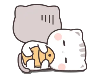 😻 gato, durmiendo, pez, animal, lindo, dibujos animados telegram sticker