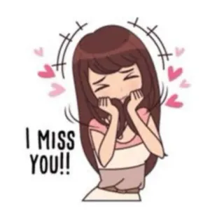🥰 I MISS YOU!! miss you, anime, cartoon, love, hearts, cute telegram sticker