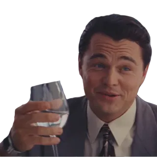 🍸 леонардо ди каприо, пьет, ура, волк с уолл-стрит, фильм telegram sticker