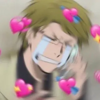 💘 Anime, Pleurs, Coeurs, Émotionnel, Amour telegram sticker