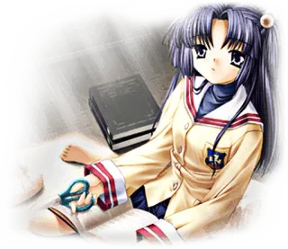 🙁 anime, girl, book, reading, school uniform telegram sticker