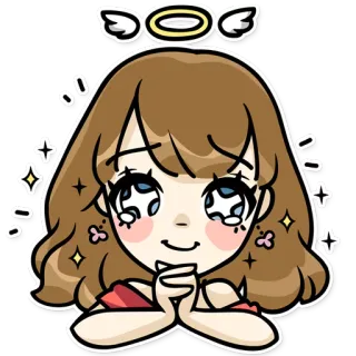 🙏 ангел, блеск, каваий, милый, нимб, аниме, мультфильм, девушка telegram sticker