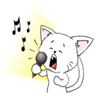 🎤 chat, chant, microphone, musique, dessin animé, animal, mignon telegram sticker