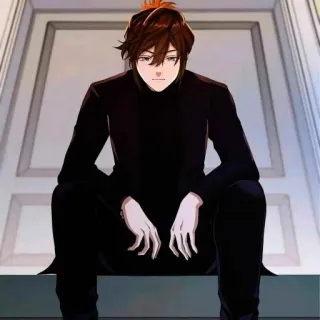 💜 アニメ, キャラクター, 座り, 室内 telegram sticker