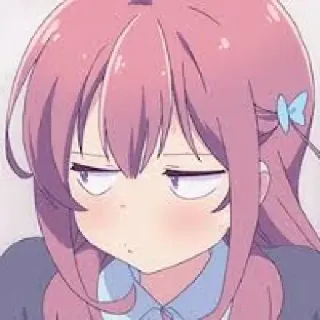 😒 anime, girl, bored, expression, cartoon, cute, pink hair telegram sticker