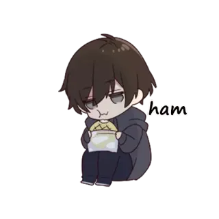 😞 ham Chibi, Mangiare, Cibo, Prosciutto telegram sticker