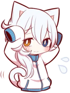 😥 Аниме, Чиби, Милый, Мультфильм, Каваий, Кот, Девушка, Грустный telegram sticker
