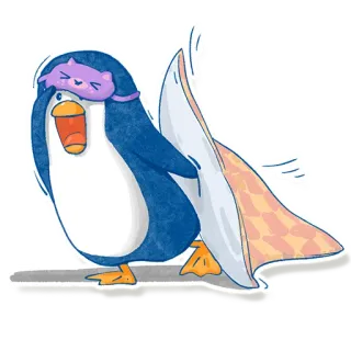 😴 pinguino, cartone animato, gatto, caffè, carino, animale telegram sticker