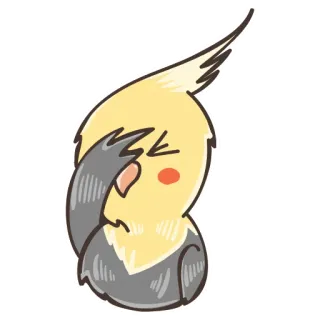 🤦 calopsitta, uccello, facepalm, imbarazzato, carino, giallo, grigio telegram sticker