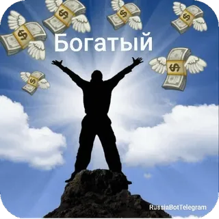 🗿 Богатый お金, 成功, 金持ち, 翼, 男性, シルエット telegram sticker