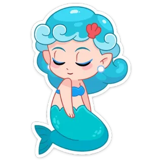 ☺️ Putri duyung, Lucu, Kartun, Makhluk laut, Fantasi, Stiker telegram sticker