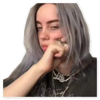 😑 Billie Eilish Билли Айлиш, певица, поп-звезда, знаменитость, музыка, портрет telegram sticker