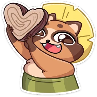 ❤️ mapache japonés, tanuki, corazón, lindo, kawaii, animal, piña whatsapp sticker