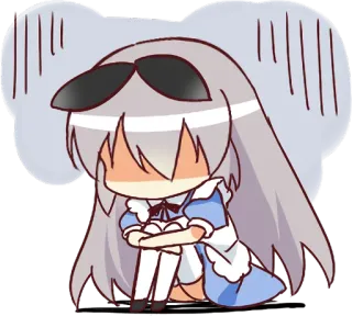 😰 Chibi, Anime, Traurig, Sitzend, Mädchen, Cartoon telegram sticker