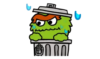 😏 Oscar the Grouch Sesame Street ออสการ์, คนขี้บ่น, ถนนเซซามี, สัตว์ประหลาด, ขยะ, การ์ตูน telegram sticker