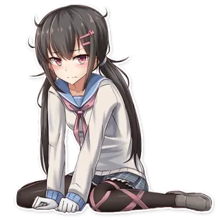 😊 Anime Mädchen, Schuluniform, Niedlich, Cartoon, Digitale Kunst, Manga, Illustration telegram sticker