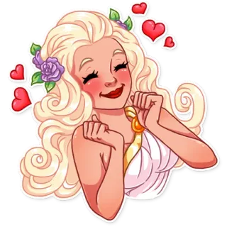 😊 mujer, corazones, rubia, diosa, amor, dibujos animados whatsapp sticker