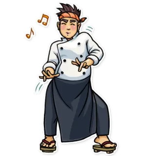🕺 chef, notas musicales, baile, comida, cocina telegram sticker