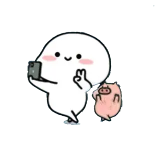 🪃 Hoạt hình, Nhân vật, Selfie, Heo, Kawaii, Dễ thương telegram sticker