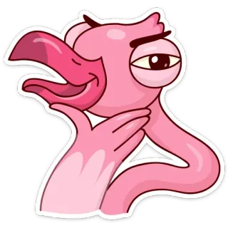 😏 火烈鸟, 卡通, 动物, 鸟, 粉色 telegram sticker