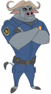 😤 Chief Bogo Zootopia Chief Bogo, Zootopia, police officer, cartoon character, animal, buffalo telegram sticker