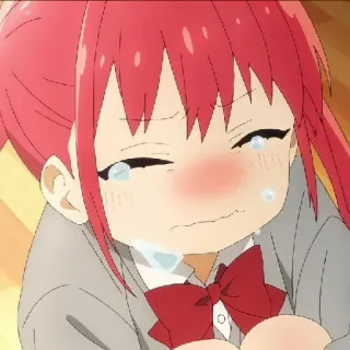 ♥ anime, crying, sad, girl, emotional, red hair telegram sticker