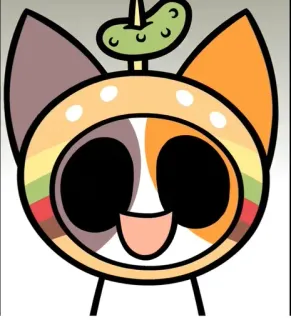 💀 sticker, gato, hamburguesa, dibujos animados, lindo, kawaii telegram sticker