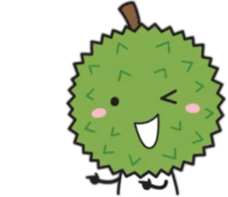 😉 durian, owoc, słodki, kreskówka, mrugający, kawaii telegram sticker
