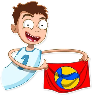 😃 cartoon, volleyball, ball, sport, player whatsapp sticker