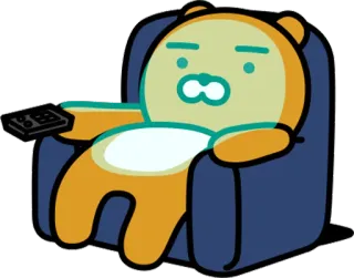 📺 Ryan Ryan, Figur, Couch, Fernbedienung, entspannt, Cartoon whatsapp sticker