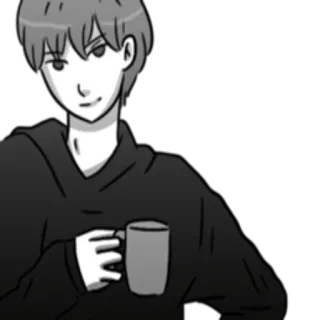 ☕️ Ragazzo anime, Felpa con cappuccio, Tazza, Monocromatico telegram sticker