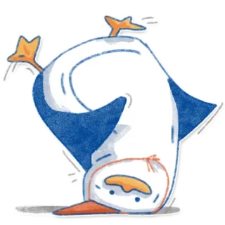 🥳 anatra, sottosopra, carino, animale, cartone animato telegram sticker
