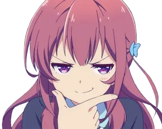 😏 Anime, Mädchen, Denken, Süß, Cartoon telegram sticker