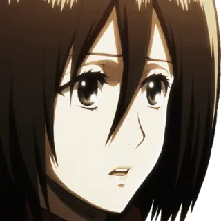 😟 Mikasa Ackerman Attack on Titan anime, personage, Mikasa, Ackerman, verdrietig, peinzend telegram sticker