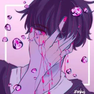 💔 Anime, Pleurs, Sang, Triste, Violet, Rose telegram sticker