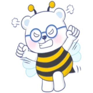 🐻 beruang, lebah, binatang, kartun, kacamata, stiker telegram sticker