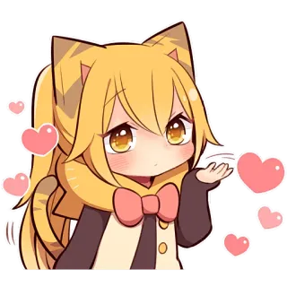 💋 anime, catgirl, chibi, cute, heart, kawaii telegram sticker