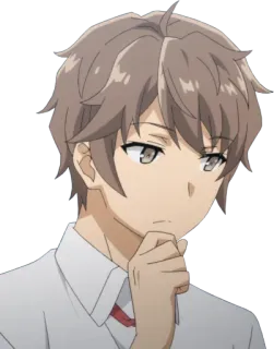 🤔 Anime, Junge, Denkend, Ernst, Schule telegram sticker