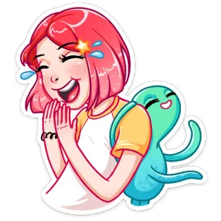 😂 girl, anime, cartoon, laughing, happy, octopus, friend whatsapp sticker