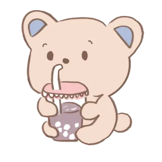 😆 bear, drink, cute, kawaii, bubble tea telegram sticker