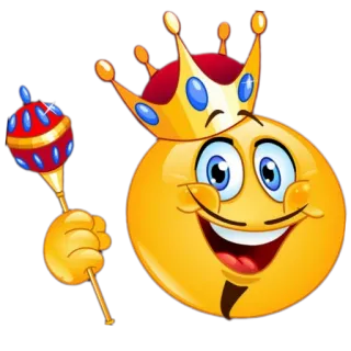 👑 emoji, king, crown, scepter, royal, cartoon telegram sticker
