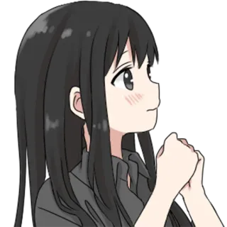 🤩 Anime, Mädchen, Süß, Schwarze Haare, Erröten telegram sticker